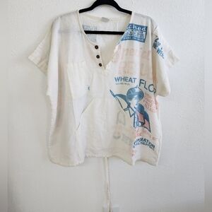 Vintage Flour Sack Top 100% Cotton Size XXL Pouch Pocket